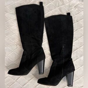 Joie Black Knee High Boots Suede Heel Slouch Boots